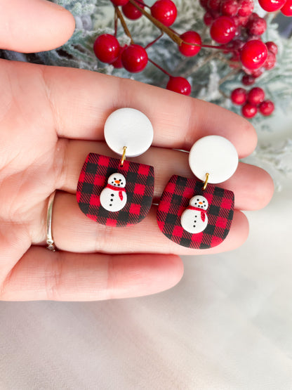 Plaid Snowman Dangles