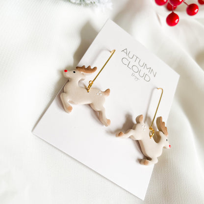 Prancing Reindeer Dangle Earrings