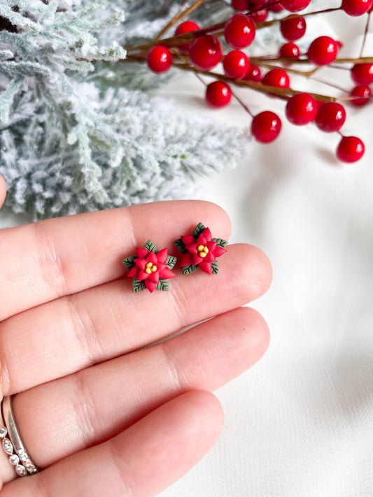 Tiny Poinsettia Stud Earrings