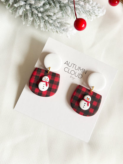 Plaid Snowman Dangles