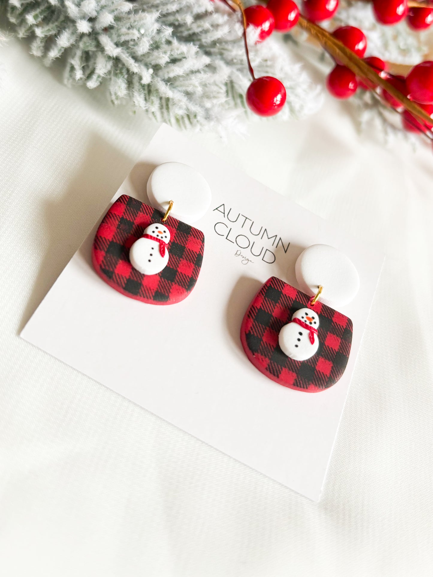 Plaid Snowman Dangles