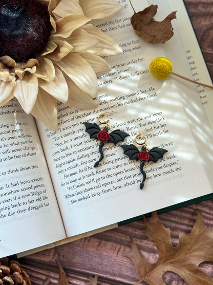Floral Black Dragon Dangles