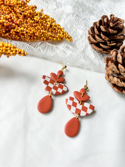 Checkered Brown and Beige Dangles