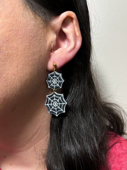 Tiered Spider Web Dangle Earrings