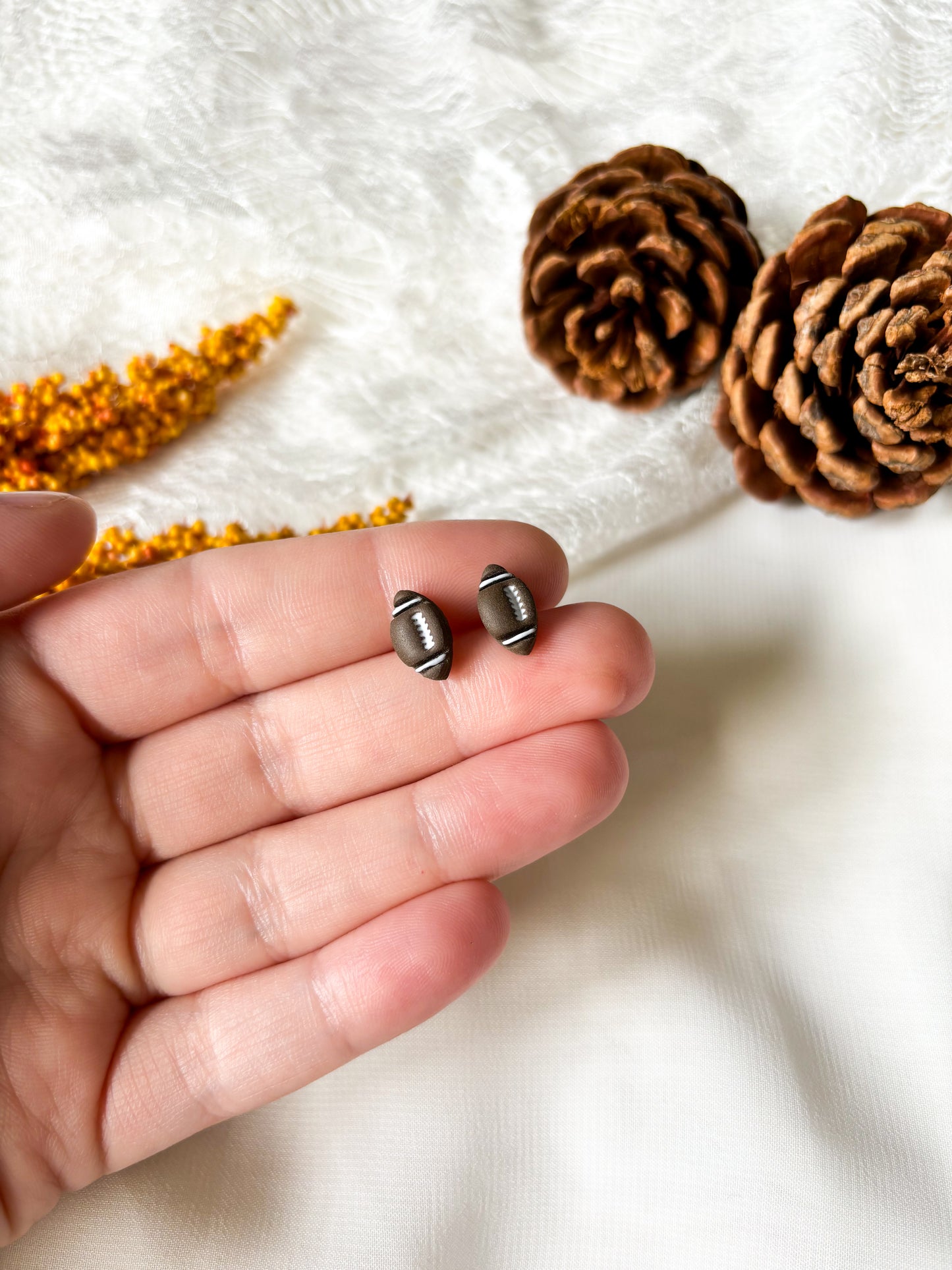 Tiny Football Stud Earrings