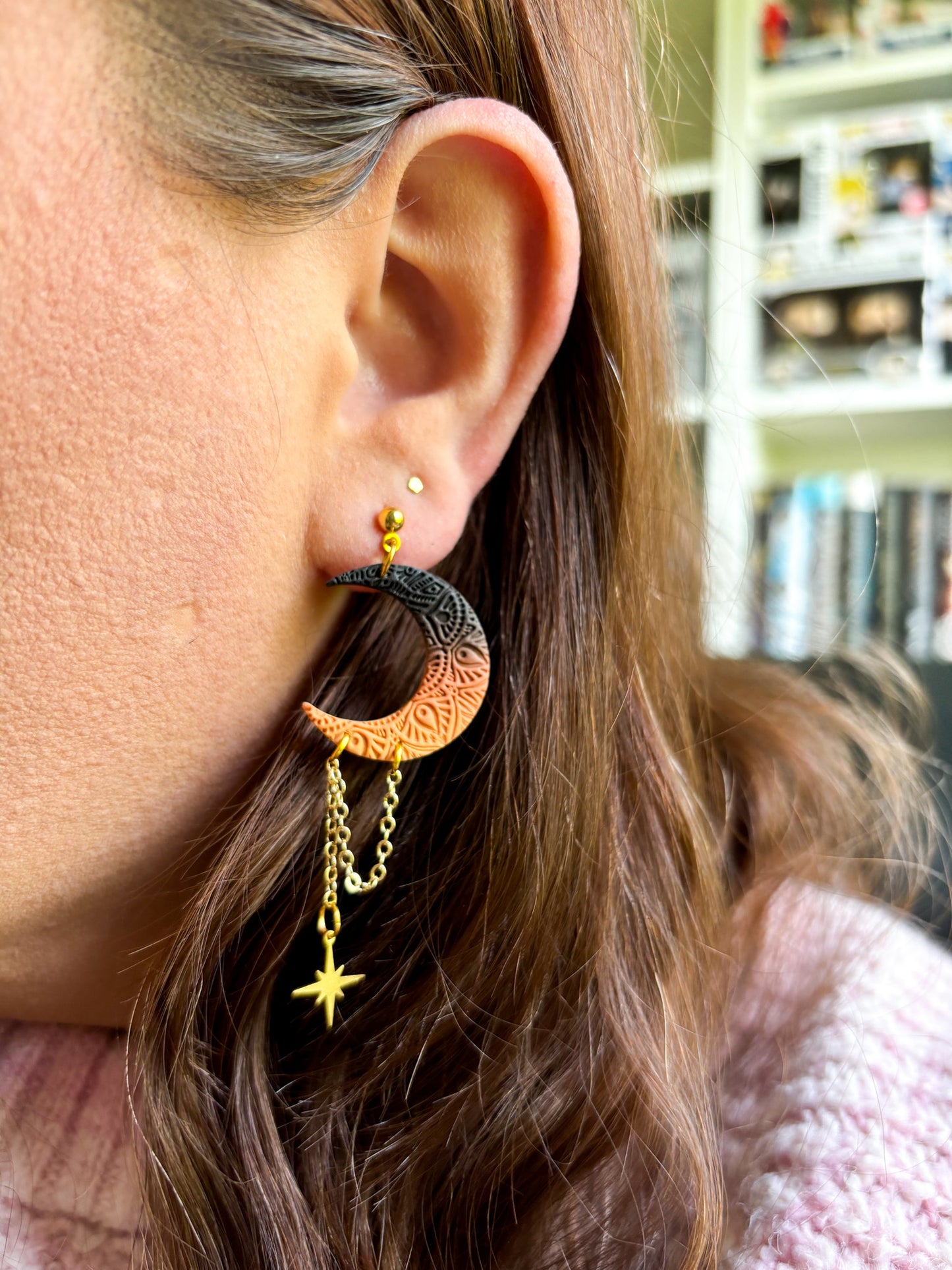 Gradient Moon Dangles with Star Charm