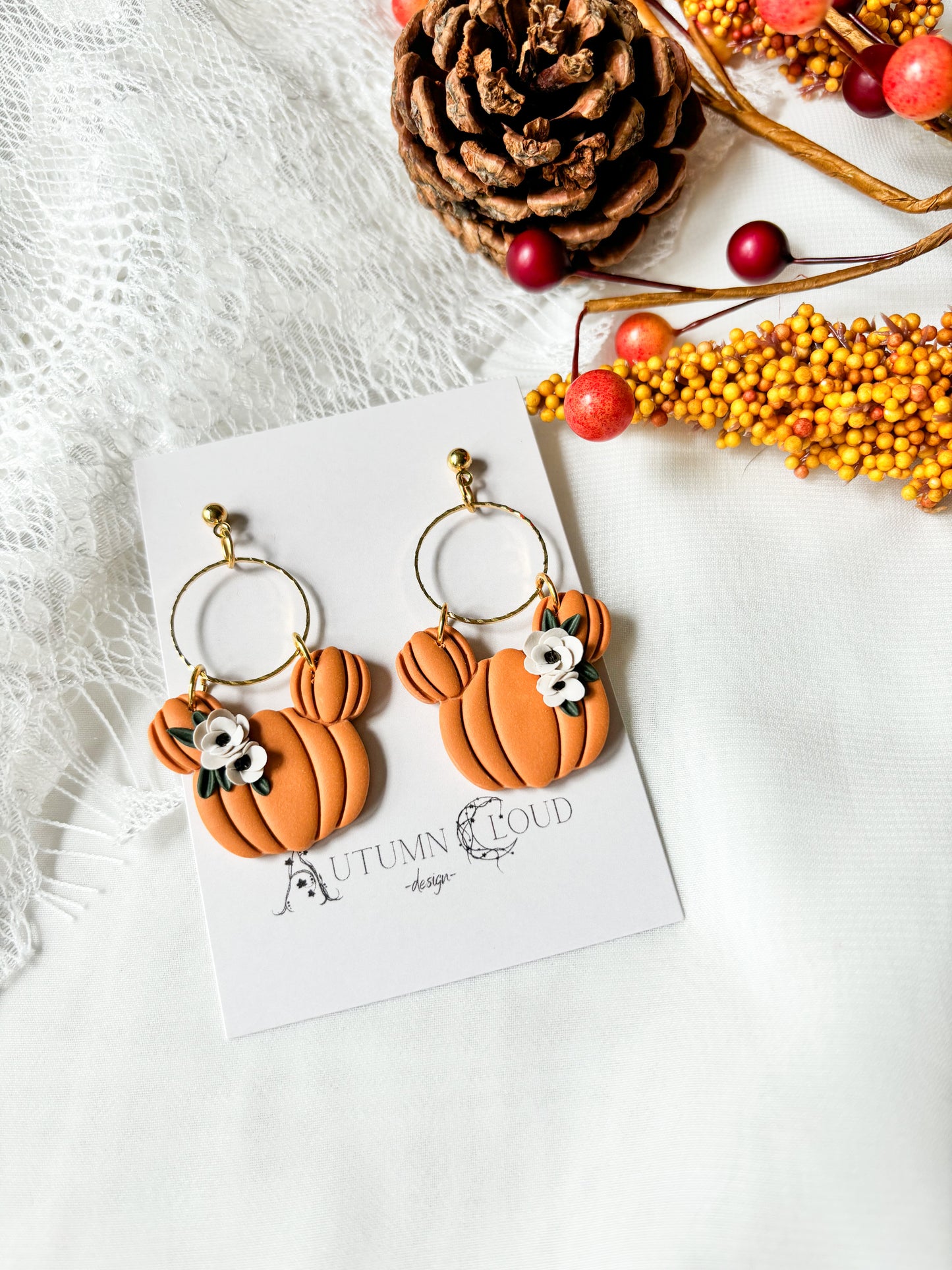 Floral Pumpkin Dangles