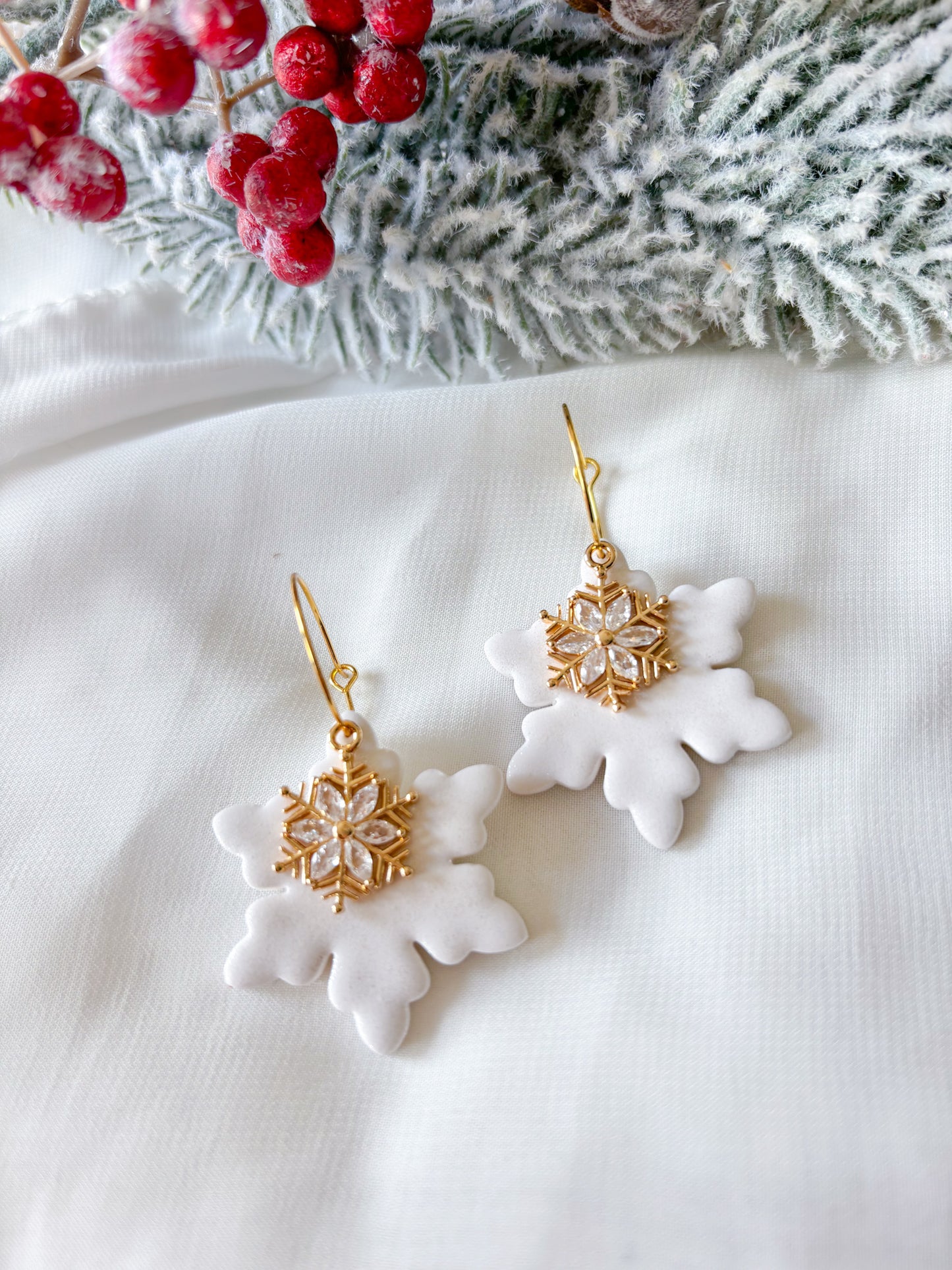 Snowflake Dangles w Cubic Zirconia Snowflake Charm