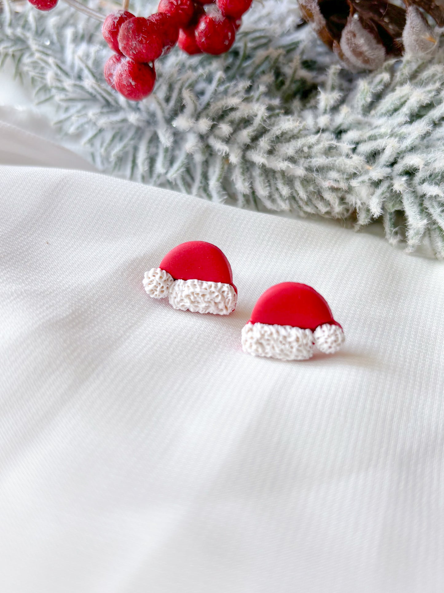 Santa Hat and Poinsettia Half Studs